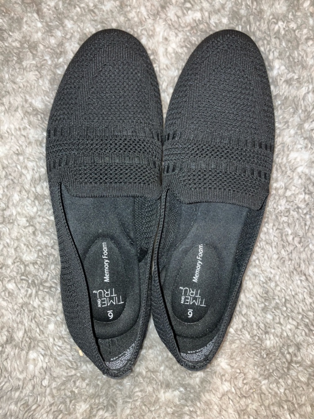 Time and Tru Black Knit Comfort Slip-On Women's Shoes Flats 6